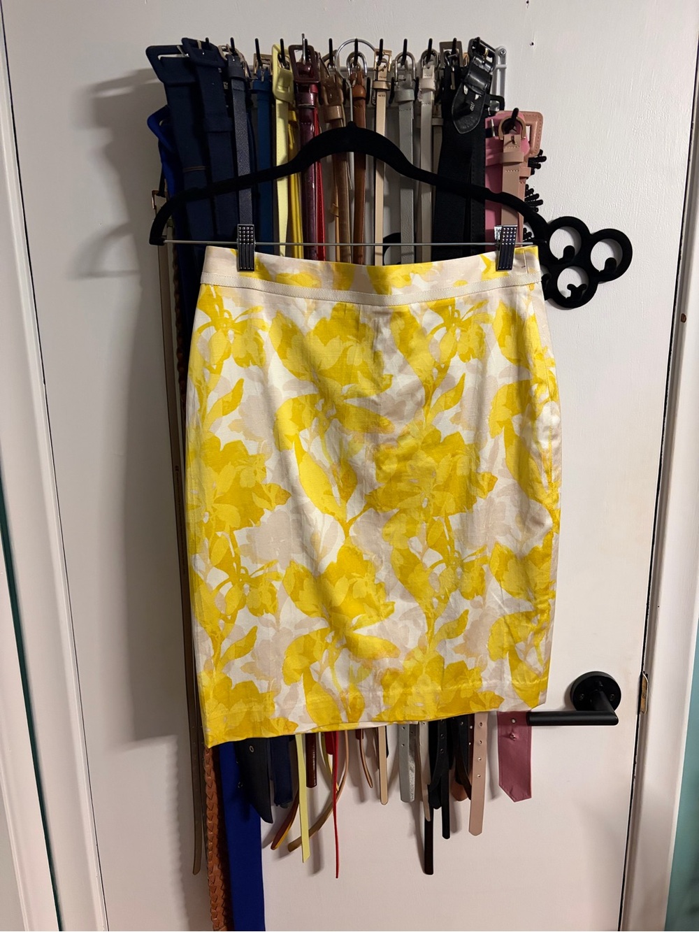 Banana Republic Yellow Floral Pencil Skirt